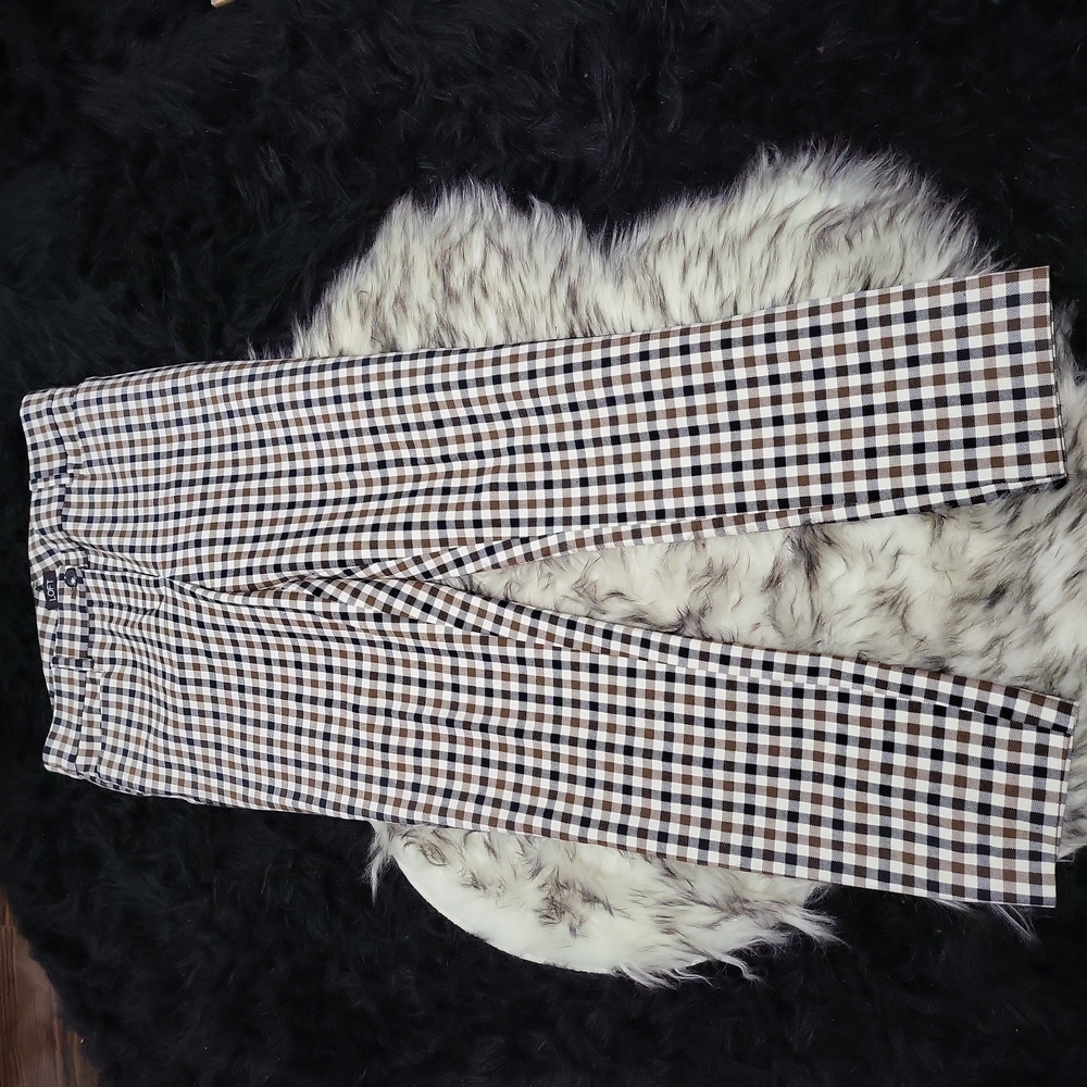 CUTE WOMENS LOFT PANTS SIZE 6 BROWN AND BLACK PLAID EXCELLENT CONDITION